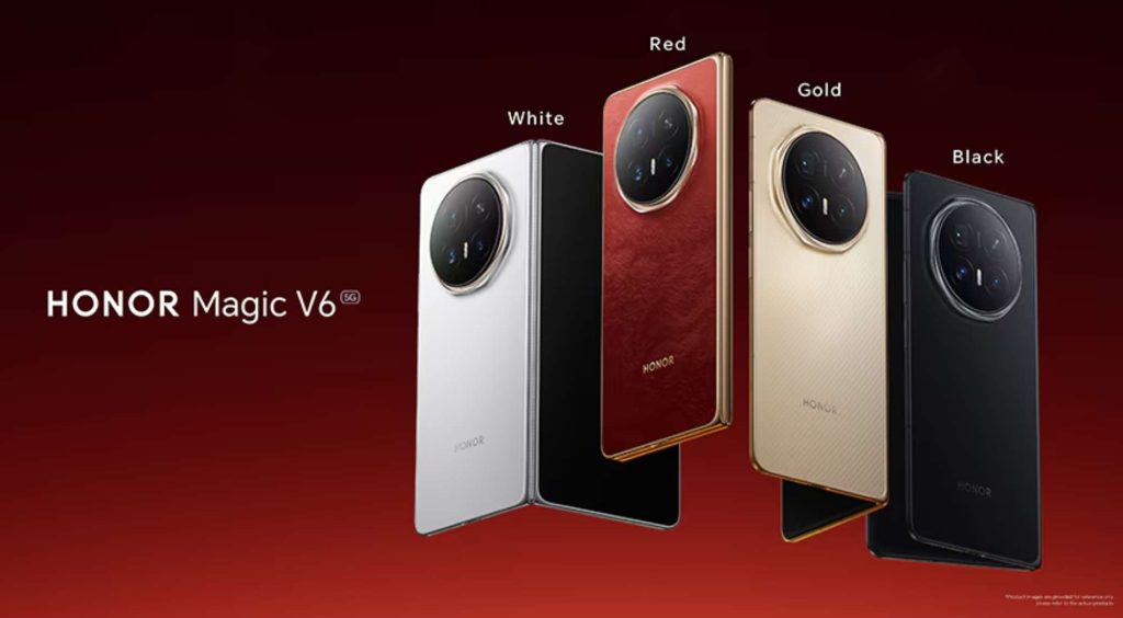 The HONOR Magic V6 comes in several colours and features an ultra-thin foldable design.