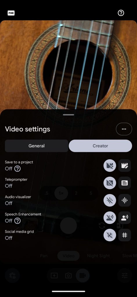 Réglages Creator Suite du Pixel 11 Pro Fold avec téléprompteur et outils audio.