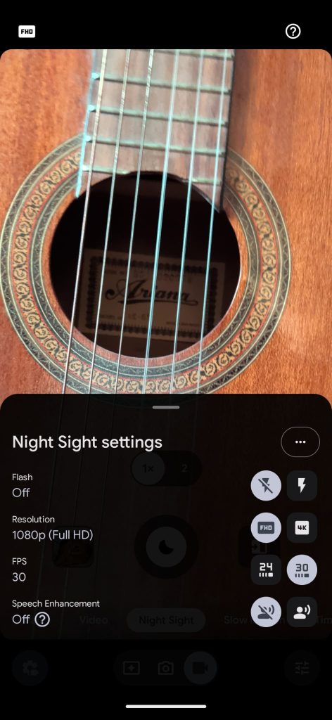 Réglages vidéo Vision de nuit du Pixel 11 Pro Fold avec Full HD, 4K et cadence d'image.