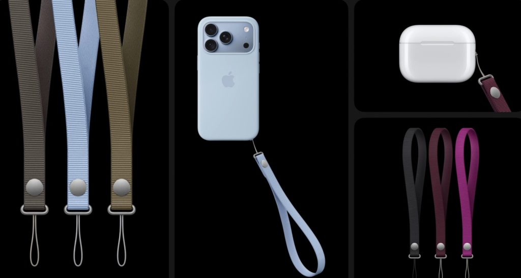 Apple Wrist Strap accessories for iPhone 18 Pro and AirPods in several colours